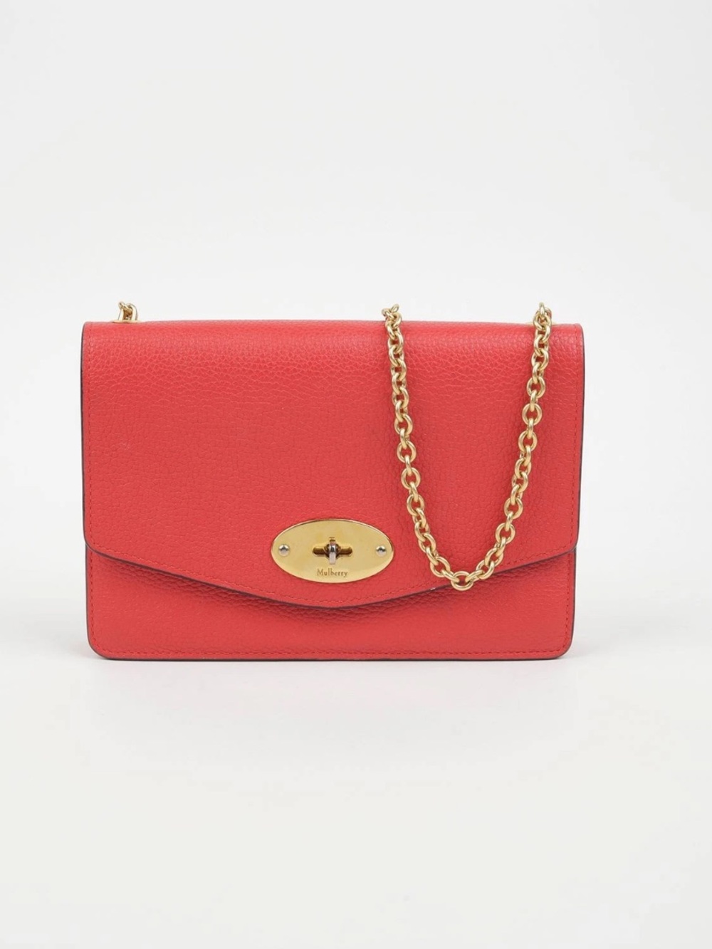 Mulberry Coral-Red Leather Chain Crossbody Bag